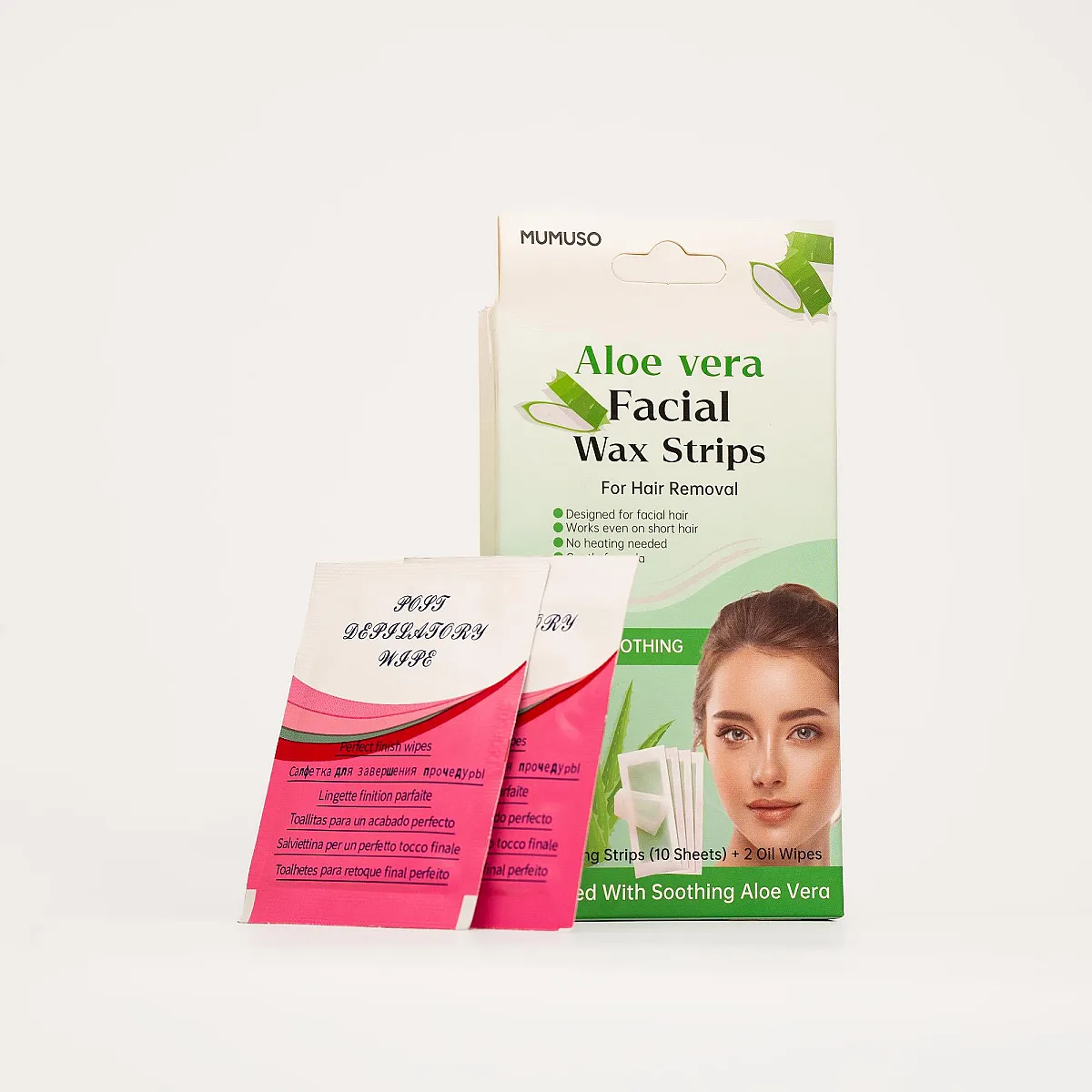 Aloe vera facial wax strips - 20 wax strips